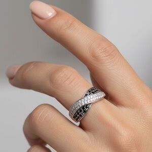 CZ And Gemstone Cross Knot Ring Sz 6.5